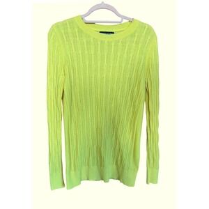 Banana Republic Merino Cashmere Cable Knit Sweater Neon Yellow Filpucci Medium